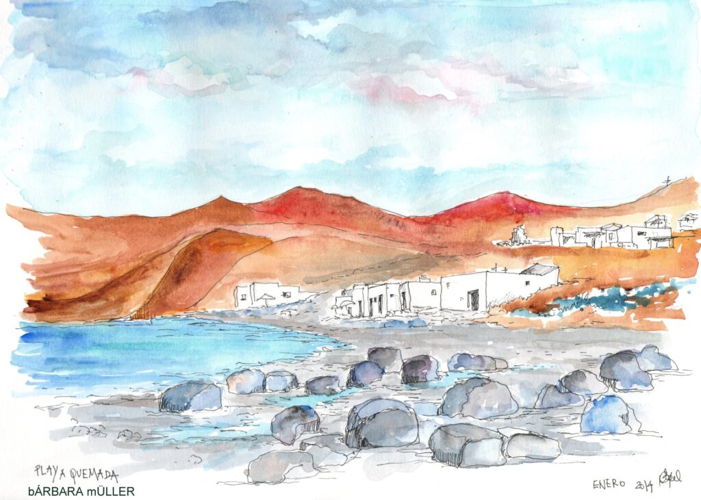 Acuarelas originales | Paisaje de Lanzarote